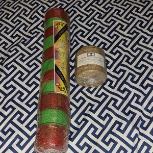 Deco Poly Mesh Roll And Burlap Ribbon Roll